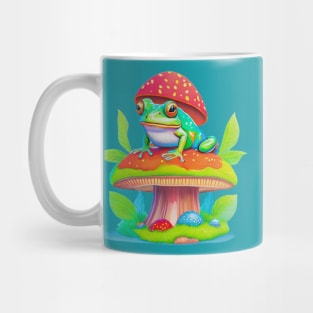 Retro Frog on a Mushroom Mug